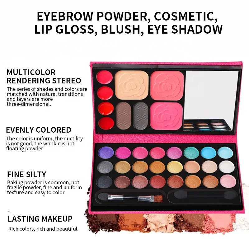 Wholesale Oem Cosmetics Professional Pressed Glitter Multichrome Eyeshadow Makeup Blush Palette High Pigment Eye Shadow