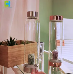 Подарок на день Святого Валентина, бутылка для воды с логотипом на заказ, не содержит Бисфенол А, спортивное стекло, Хрустальный драгоценный камень, Бамбуковая бутылка с подарочной коробкой