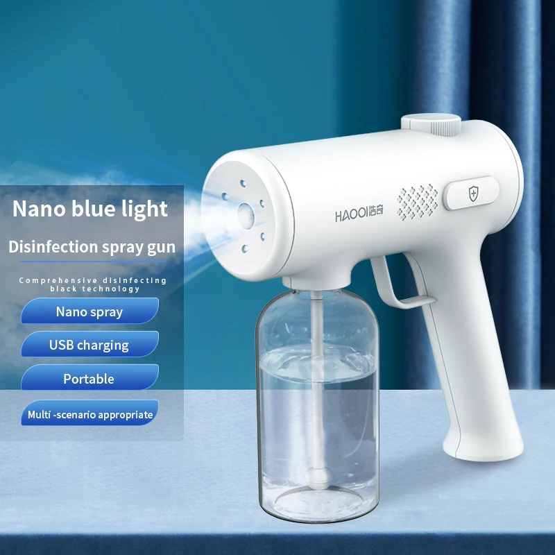 New Patent Wireless 286ml Disinfects Rechargeable Battery Blue Light Sanitizer Mist Sprayer Nano Spray Gun