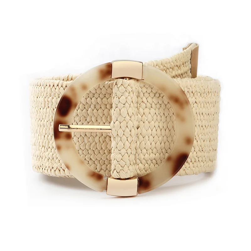 Bohemian Style Plastic Pin Buckle Dress Belt Ladies Fashion Cotton Linen PP Straw Woven Belt
