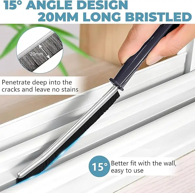 New Multifunctional Hard Bristle and Plastic Window Cleaner gadget Crevice Cleaning Brush  for Window Gap Cleaning