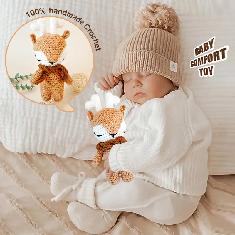 Unisex Crochet Christmas Nativity Amigurumi Set Mary Joseph Baby Jesus Doll PP Cotton Filled for Baby Moose Reindeer Doll