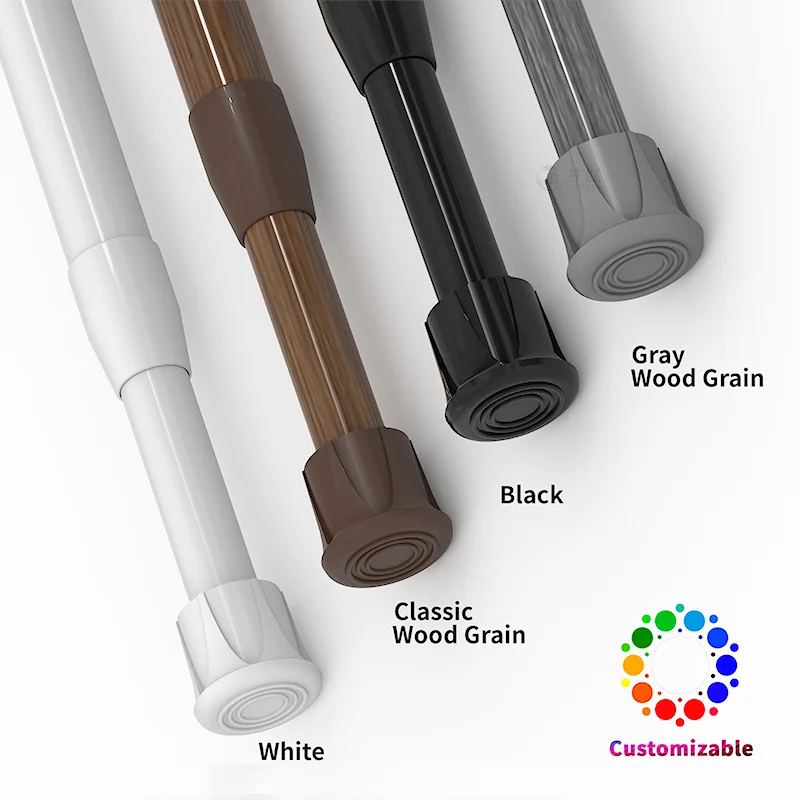 Multifunctional Wood Grain Curtain Rod Kitchenware Anti-drop Railing Bathroom Towel Rack
