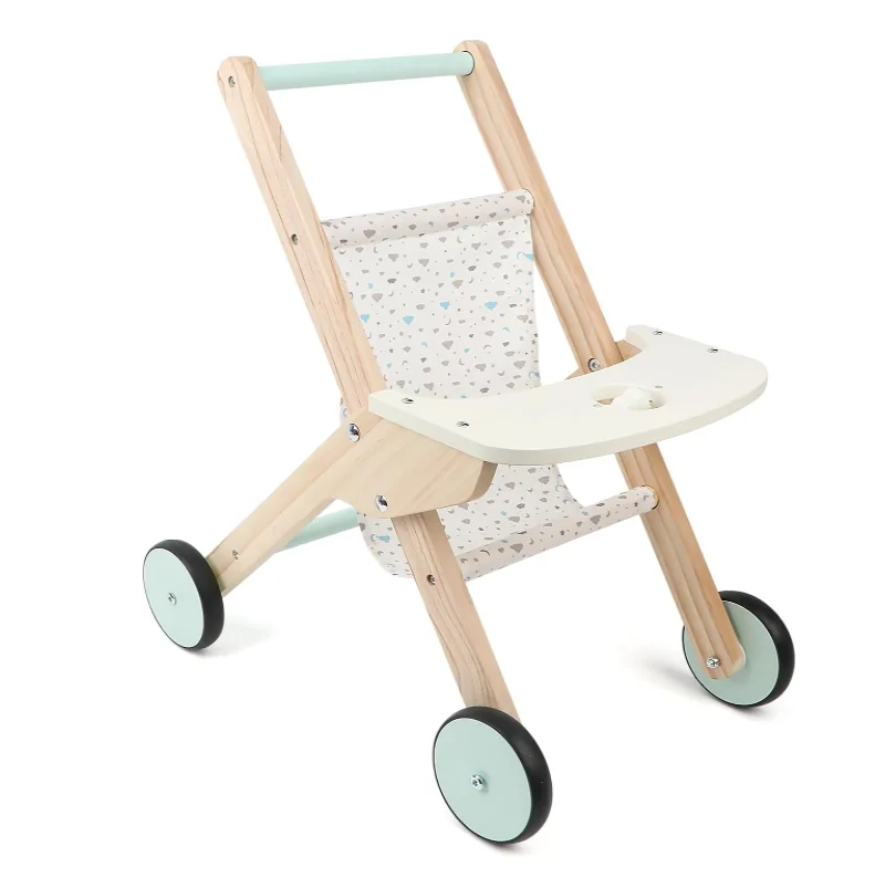 Baby Push Walker Shopping Cart Learning Walker for Boys and Girls Wood Push Toys for Babies Learning to Walk