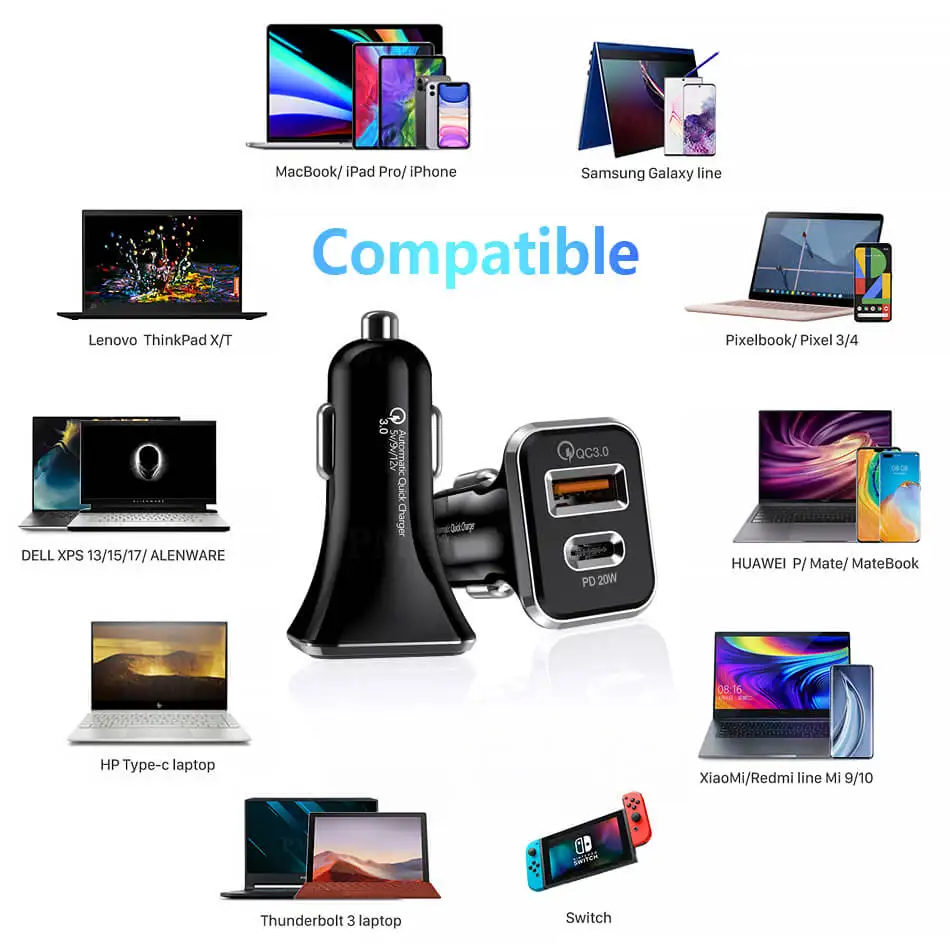 OEM logo QC3.0 Fast Charge 3 USB Ports Car Charger Adapter 5V 2.4A Universal Phone Charger