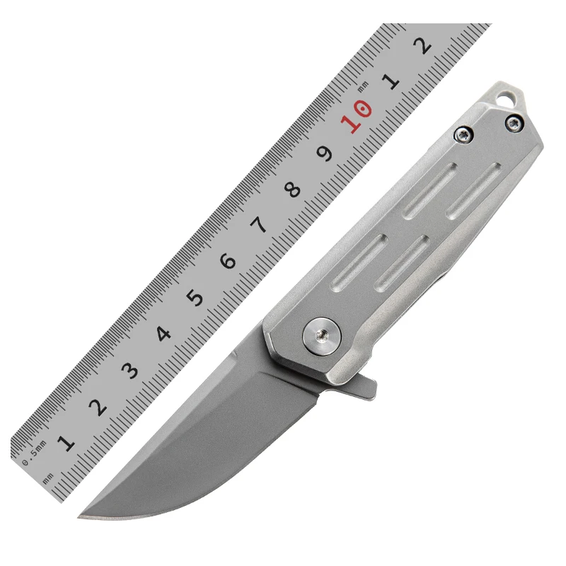 High Quality supplier D2 Blade Folding Knife Titanium Handle Small Outdoor Camping Survival Hunting Self-Defense pocket knife