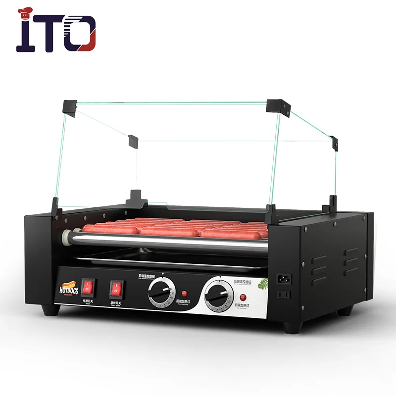 Quality Hot Dog Roller Grill Machine with Light Box with Sneeze Guard for Concession Stand