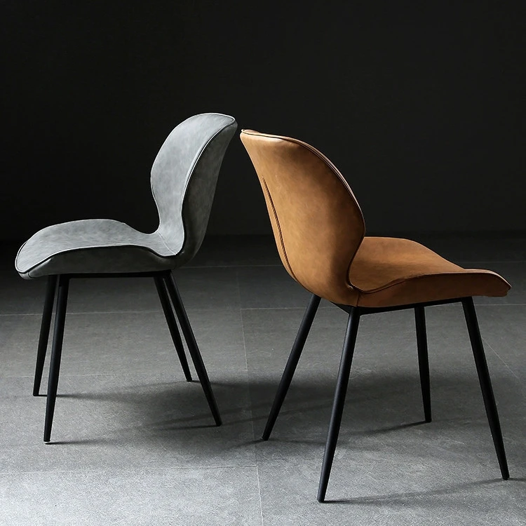 
Nordic style metal cross legs pu leather surface radar dining chairs 