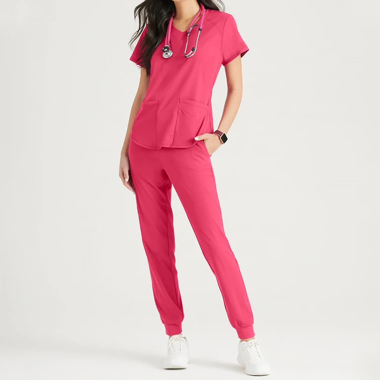 Popular women Joggers medical scrubs wholesale V-Neck For Beauty Salon Ladies Clothing