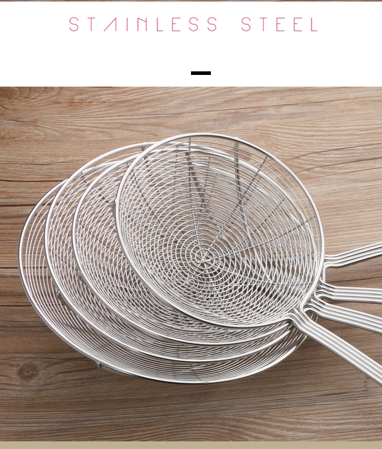 Food grade filter fried food oil noodle strainer fine mesh strainer colander stainless steel pasta strainer