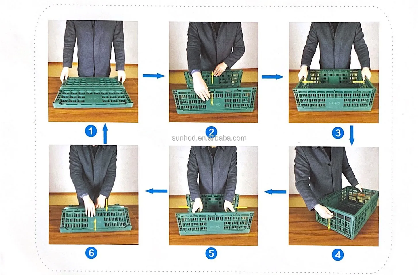 Best price plastic folding crate plastic folding box stackable plastic crates