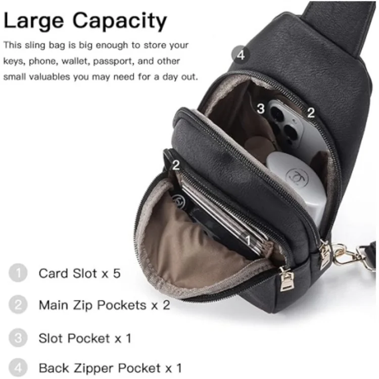 Custom Design PU Leather Waterproof Fashion Fanny Pack Large Capacity Sling Shoulder Chest Crossbody Bag for Women Men