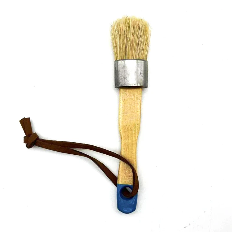 Large 2 in 1 Round Chalk and Wax Paint Brush Bristle Stencil Brushes for Furniture Waxing Tool Bristle Stencil Brushes