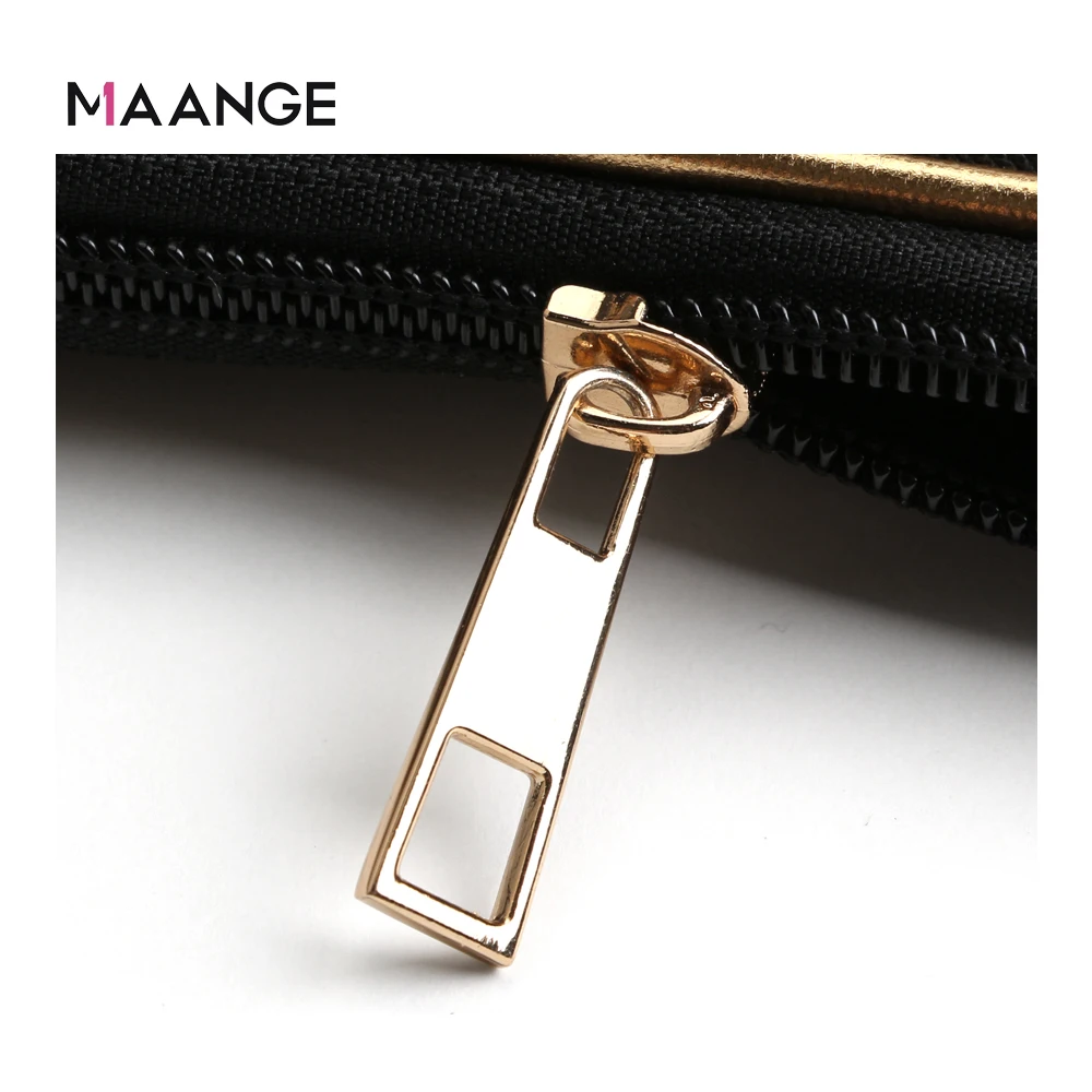 MAANGE Stand Up Makeup Brush travel  Organizer Storage Holder Handbag  Bags Zipper Waterproof  Black Nylon Makeup Cosmetic Bag