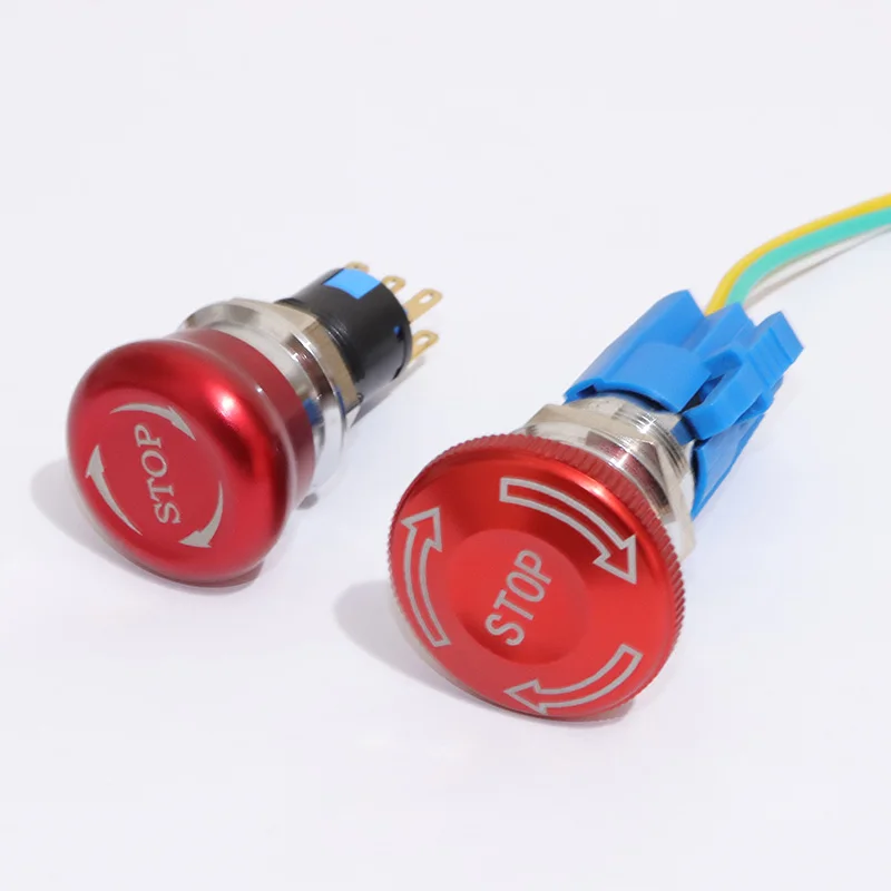 Metal Push Switch Latching 16mm 19mm 22mm E-stop Red Mushroom Emergency Stop Button