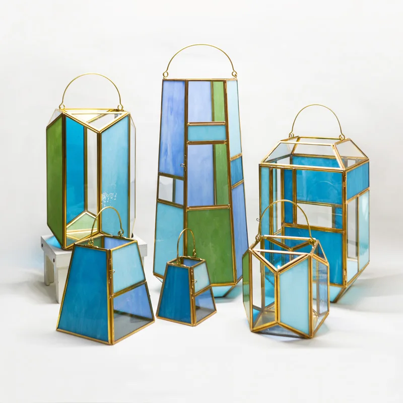 Stained Glass candlestick lantern Wedding candlesticks Candle Air Lamp holder