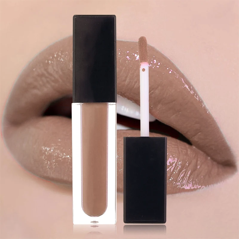 F34  Custom your own brand vegan liquid lipgloss vendors glossy nude lip gloss private label