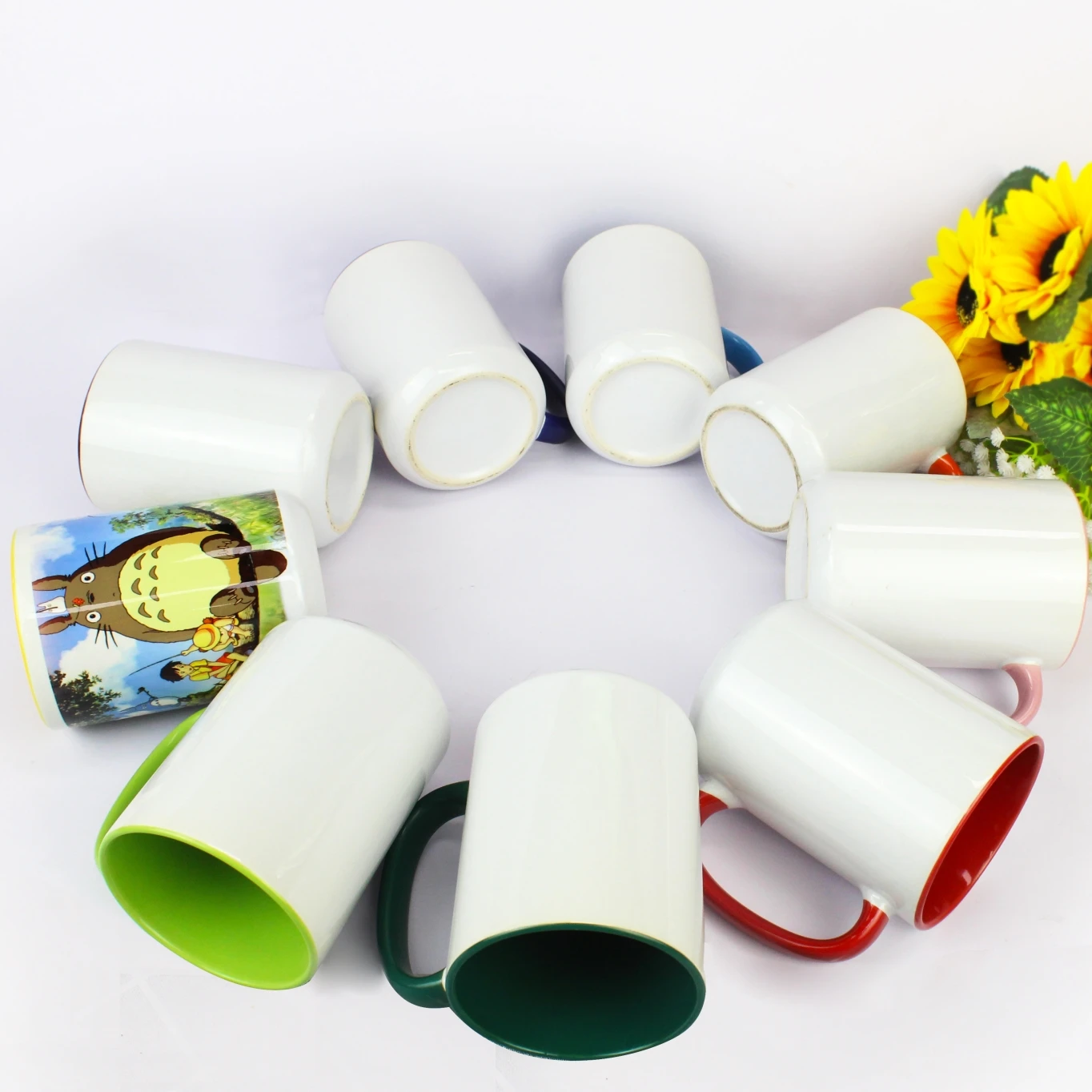 15oz Colorful Sublimation Ceramic Mug 15oz Custom Inside Handle Color Plain Mug Manufacturer Sublimation Coffee Mugs