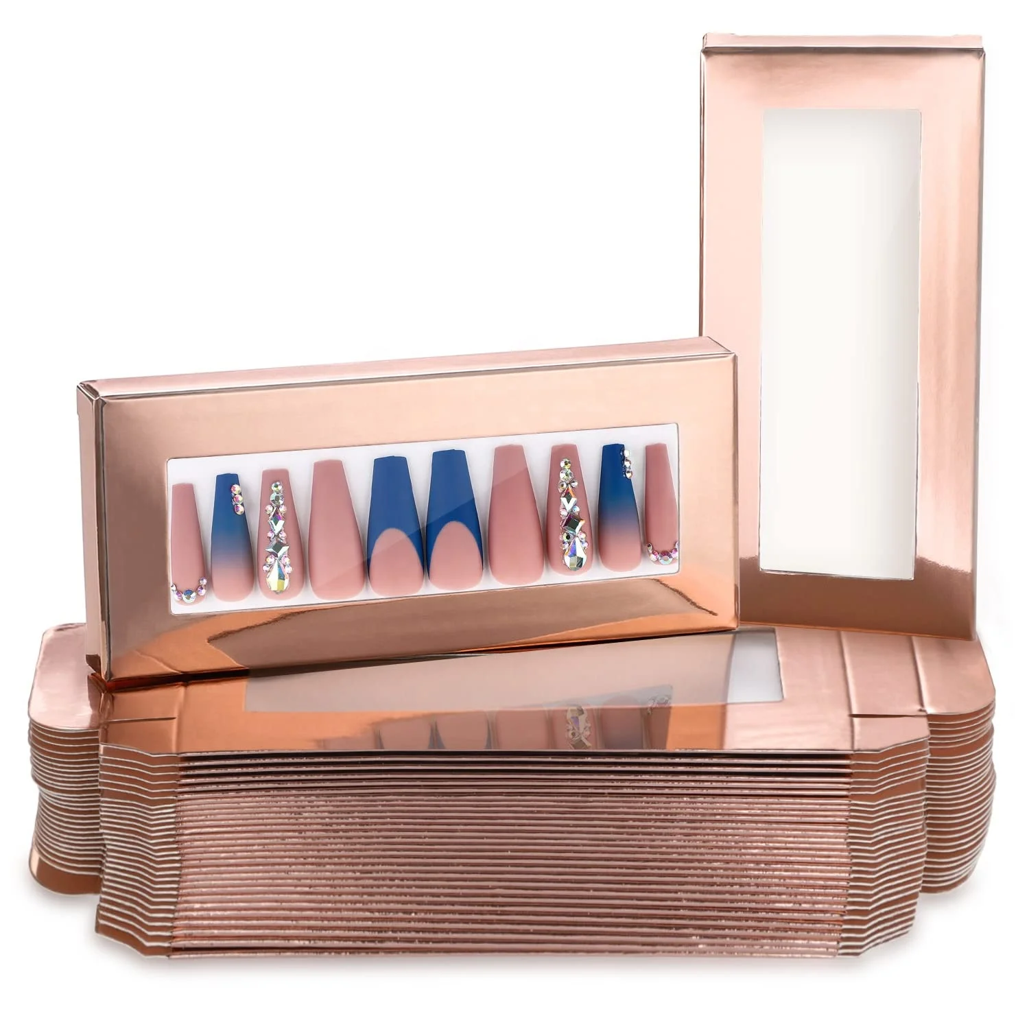 Wholesale Custom Logo Luxury Eyelashes Cosmetic Gift Packaging Magnetic Closure 24 pcs Press On False Nail Packaging Paper Box