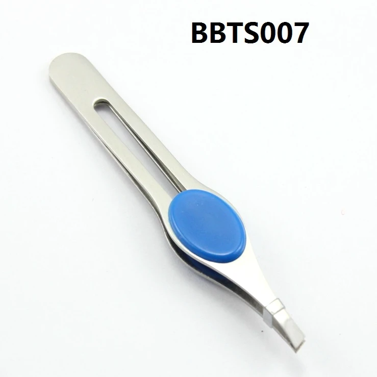 Grooming cosmetic stainless steel carved grip slant tip eyebrow hair trimming tweezer false lashes extension tweezers