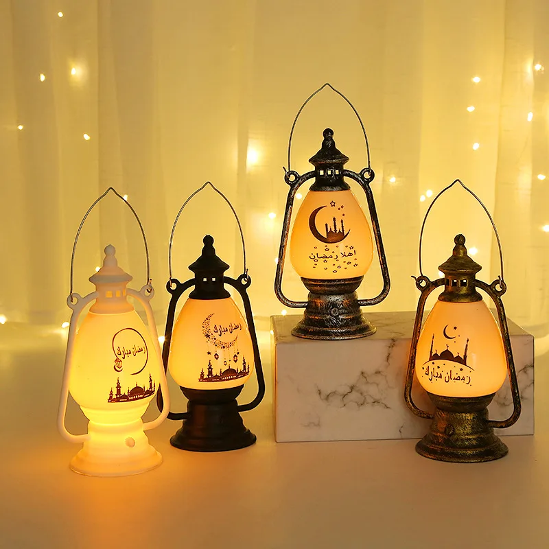 Wholesale Cheap Holiday Decoration Crafts Plastic Material Ramadan Lantern Light Eid Mubarak LED Lantern