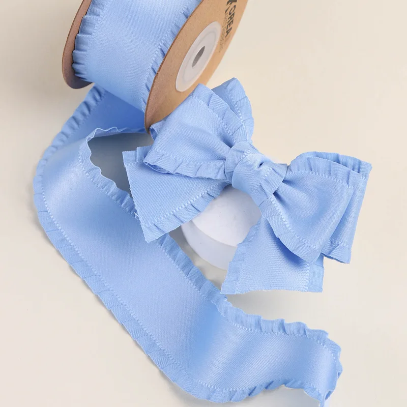 Wholesale 38mm Wavy Edge Satin Ribbon 100% Polyester Double Face Fabric for Bows