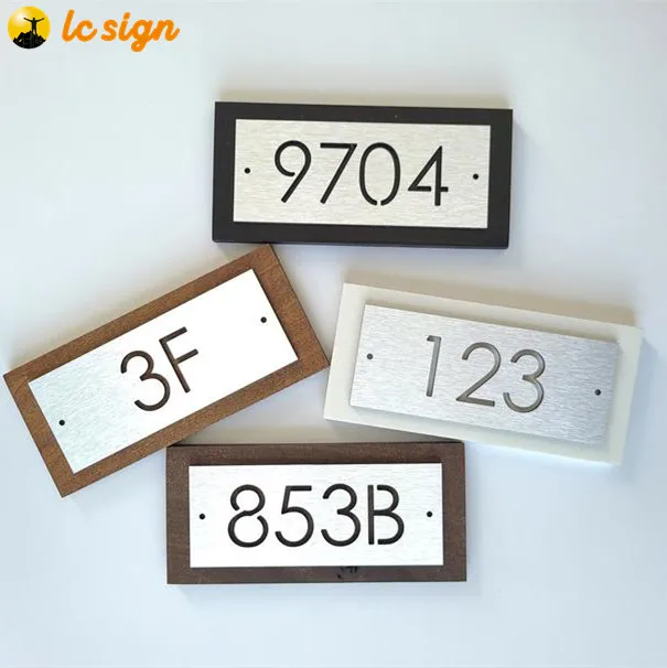 Customize brushed stainless steel braille room number sign hotel door numbers 3d house number