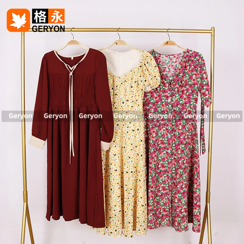 GERYON chiffon dress used bale clothes b2b ropa usada clothes bales mixed used clothing second hand dresses