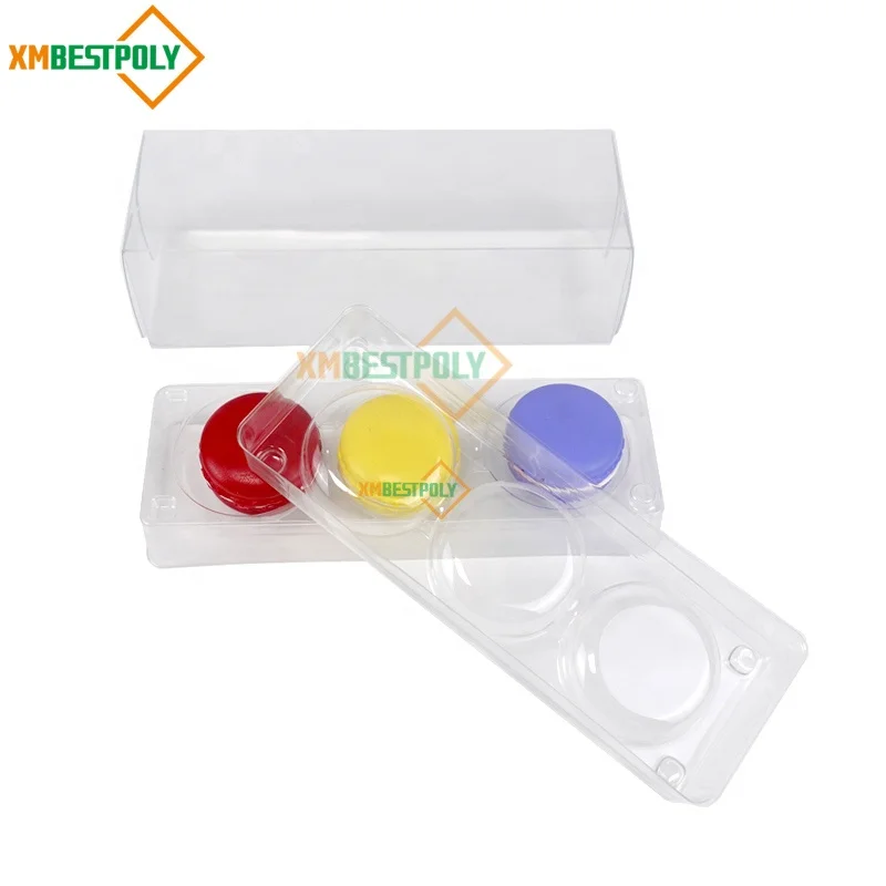 Wholesale 3 Packs Macaron Cookie Clear PET Plastic Packaging Box With Blister Insert