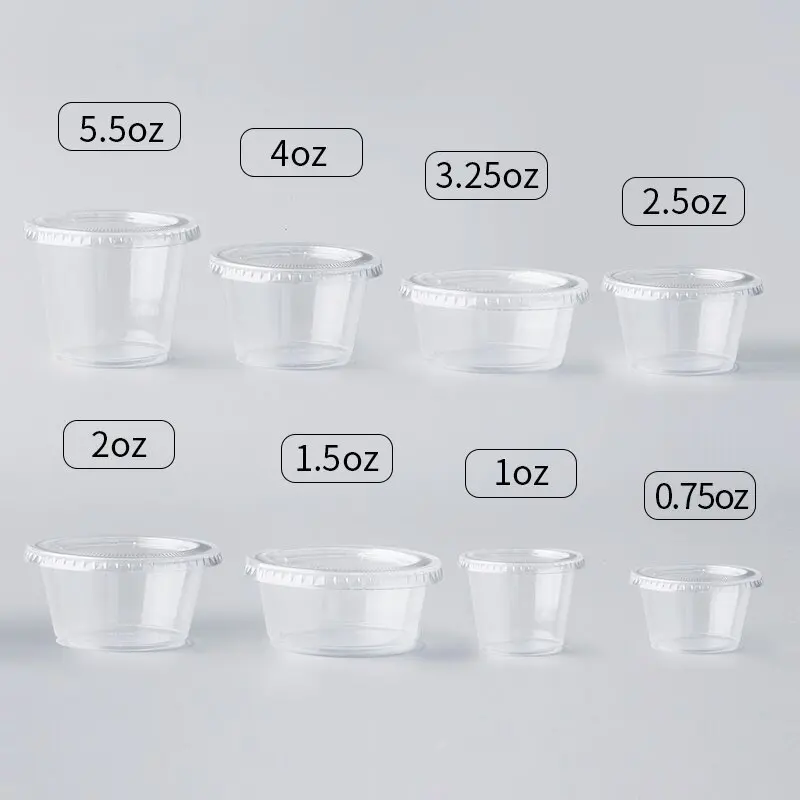 one-piece 2oz butter packaging biodegradable portion container round disposable pp plastic sauce cup with lid taste cup