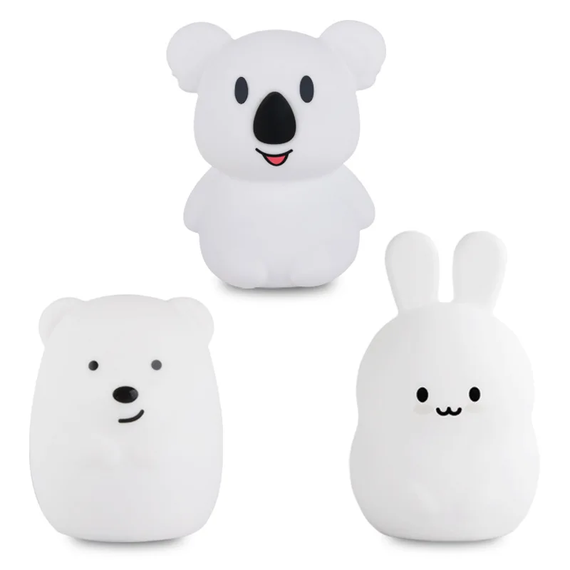 Wholesale Room Decor Night Light Sleeping Relaxation Sleep Aid Bunny Lamp Light Up Silicone Animal Night Light for Baby