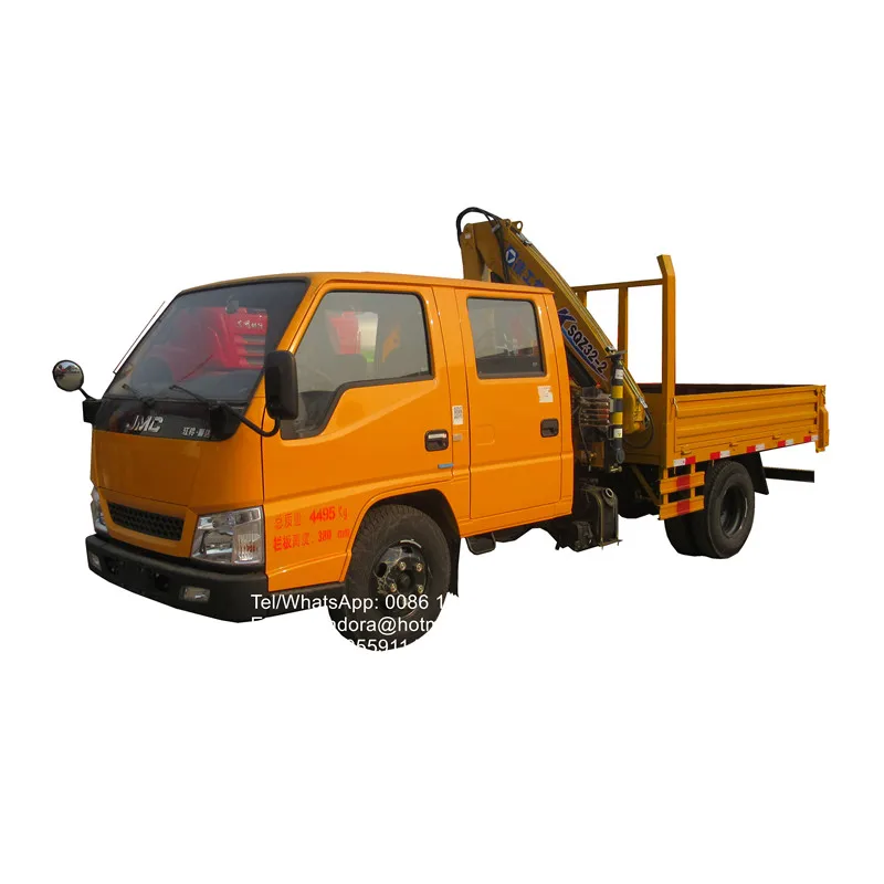 New JMC double cabin boom truck folding arm lift mini small lift truck crane 3 ton 2ton