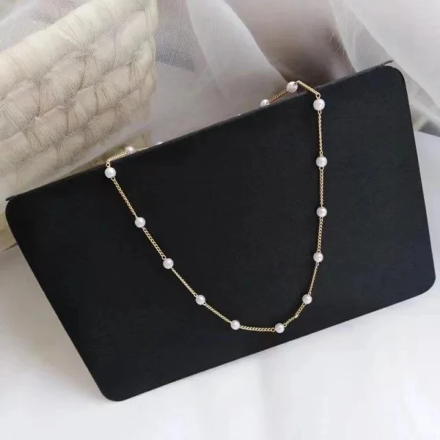 Lateefah Fashion Classic Jewelry Gold Silver Plated Choker Pearl Beads Alloy Chain Necklace