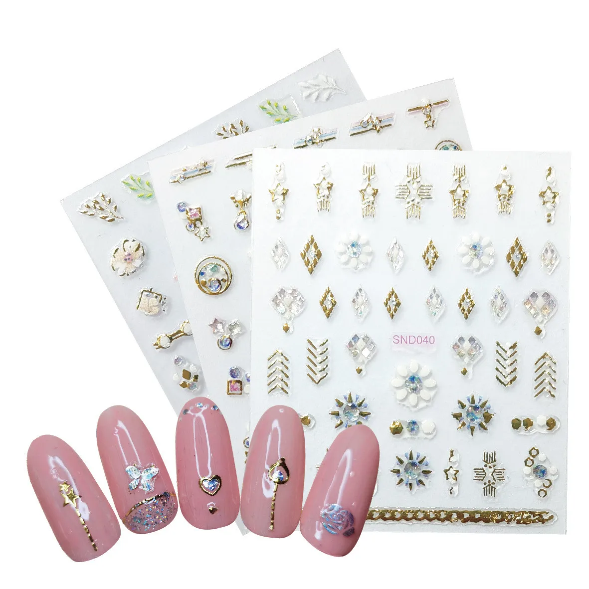 New 5D Nail Stickers Art Decorated Nail Custom Designers Brands Nail tips