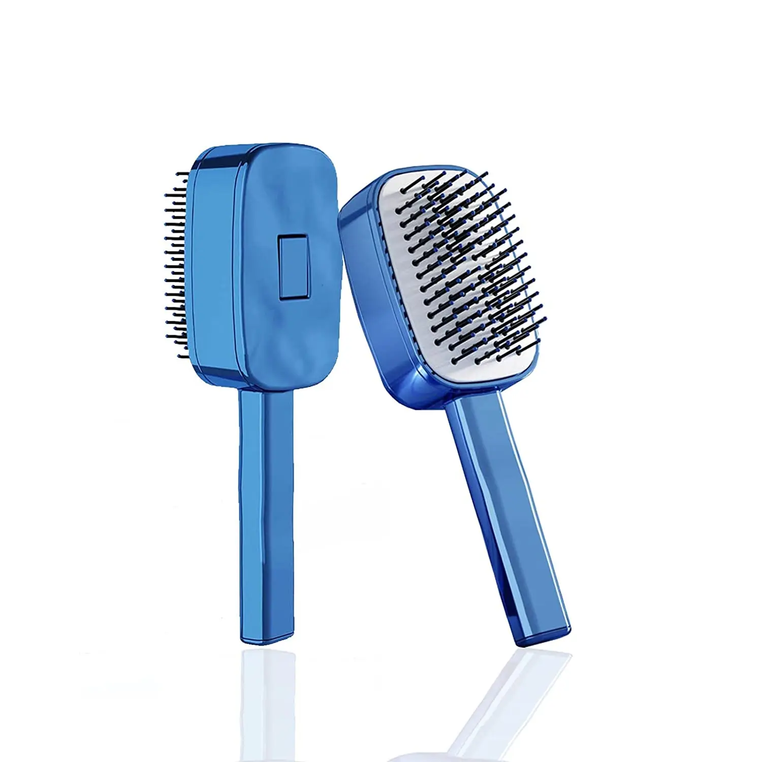 Hot Selling Appearance of Electroplated Self Cleaning Hair Brush Easy Cleaning Hairdressing Hairbrush for Women