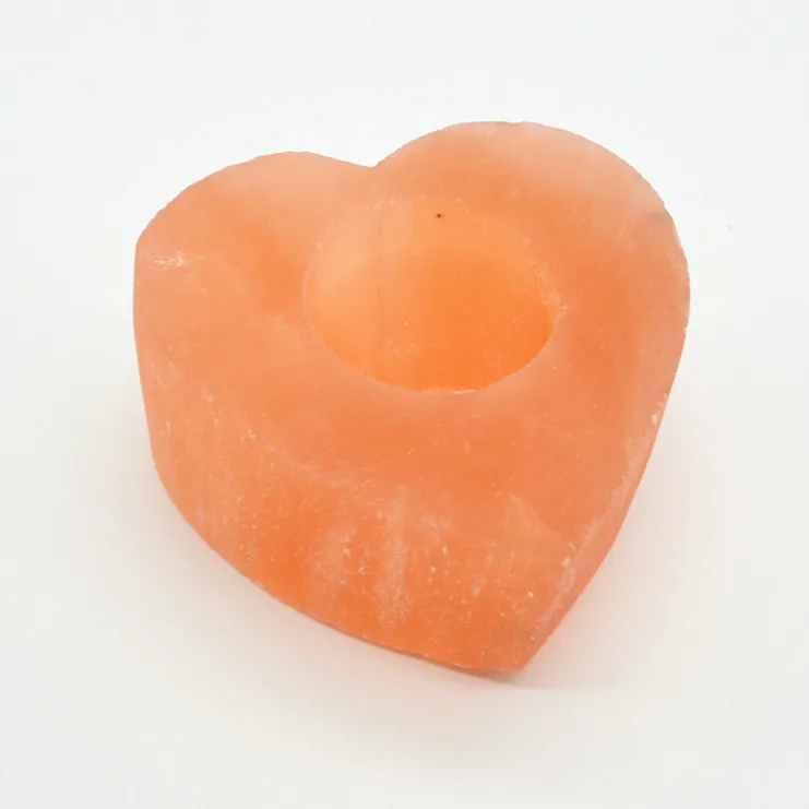 Hotsale Natural Selenite  Candle Holder Gypsum Candlestick Heart Shape Candleholder