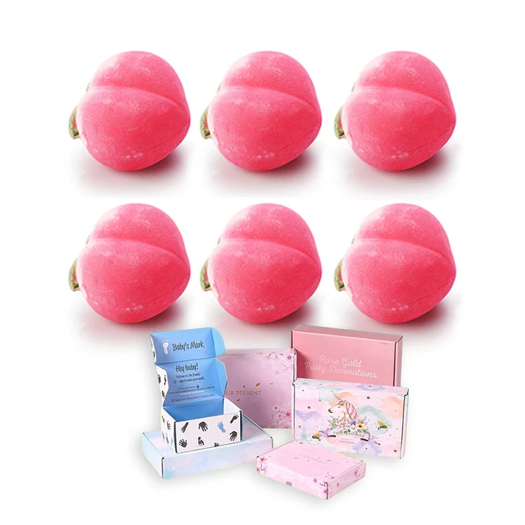 Wholesale Oem Fruit Bath Fizzies Peach Bathbomb Organic Essential Oil Coloful Bubble Bath Women Bath Bomb
