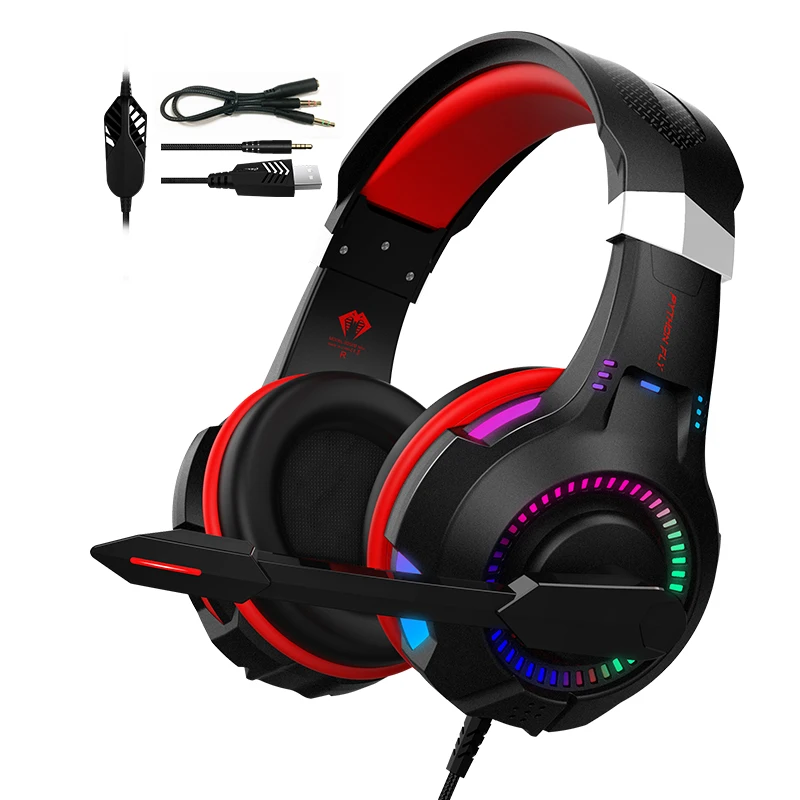 Бесплатный образец, наушники Audifonos Gamer PC 7,1 PS4, наушники, гарнитура VR, игровая гарнитура, наушники с микрофоном RGB LED для Xbox
