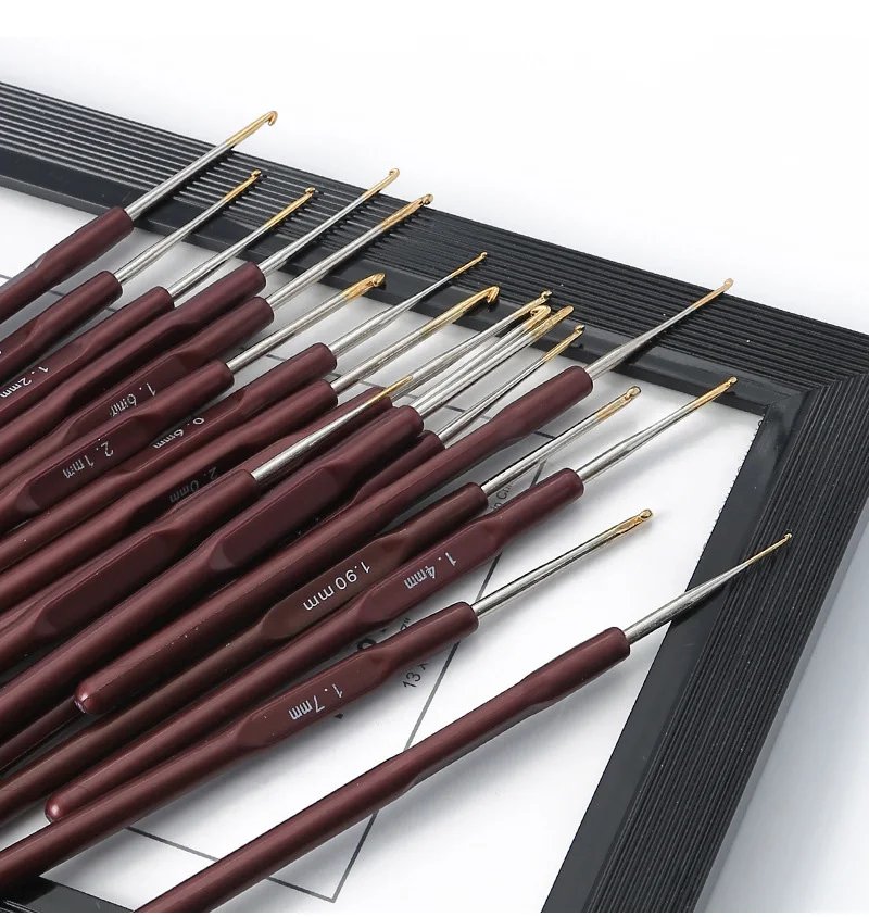 Wholesale Gold-Plated Crochet Lace Knitting Tool Set Sweaters Hats Scarves Socks Micro Crochet Hooks Small Lace Crochet Needles