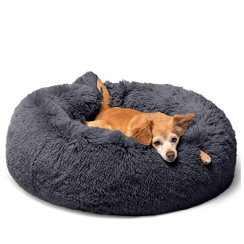 SUNRISE Pet Comfortable Plush Donut Round Dog Kennel Bed Dropshipping Soft Washable Cat Removable Pet Cushion Pee Pads