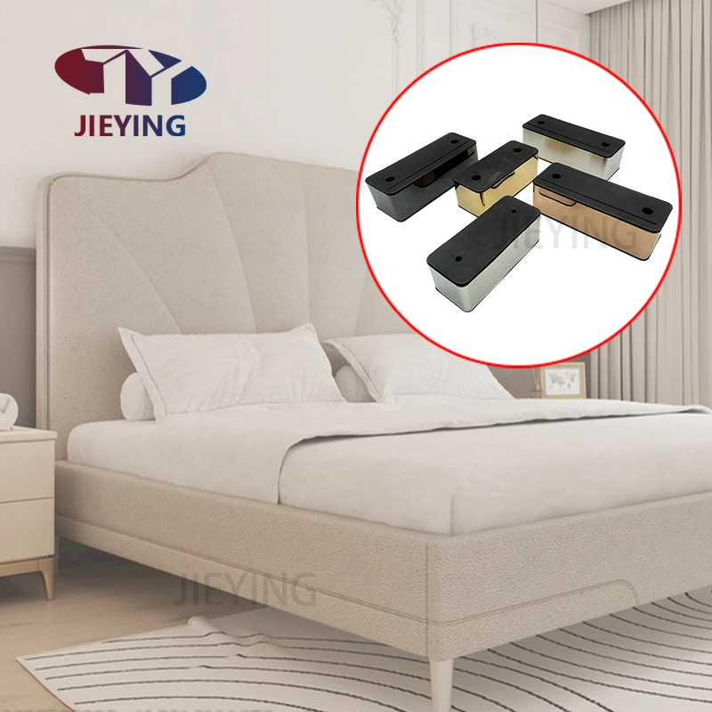 Jieying Plastic furniture leg fittings square shape strong support sofa feet legs Gold Increase Cabinet Table Leg