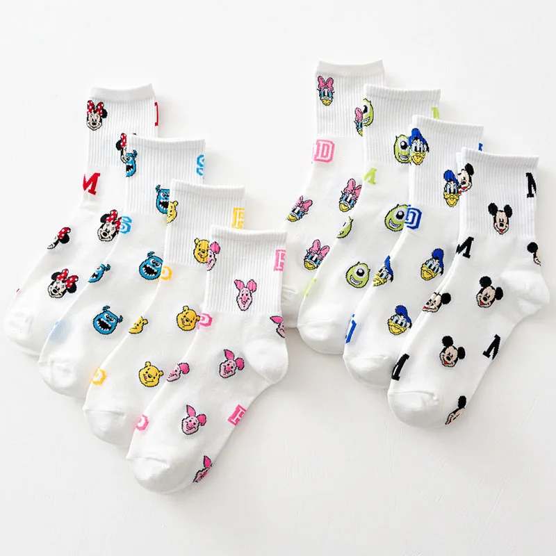 Funny Novelty Cartoon Cute Mickey Minnie Donald Daisy Anime Cartoon Pattern Ankle Socks Comfortable Cotton Women Socks