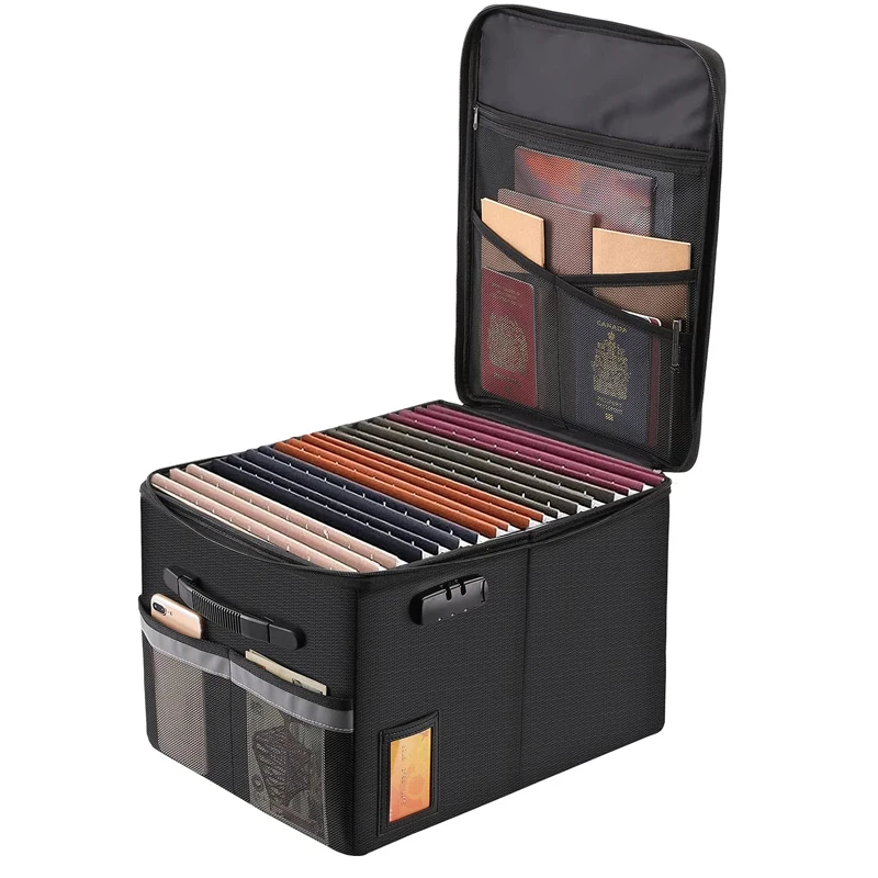 Newest File Box With Lock Fireproof Document Silicone Coated Dust Proof Collapsible
