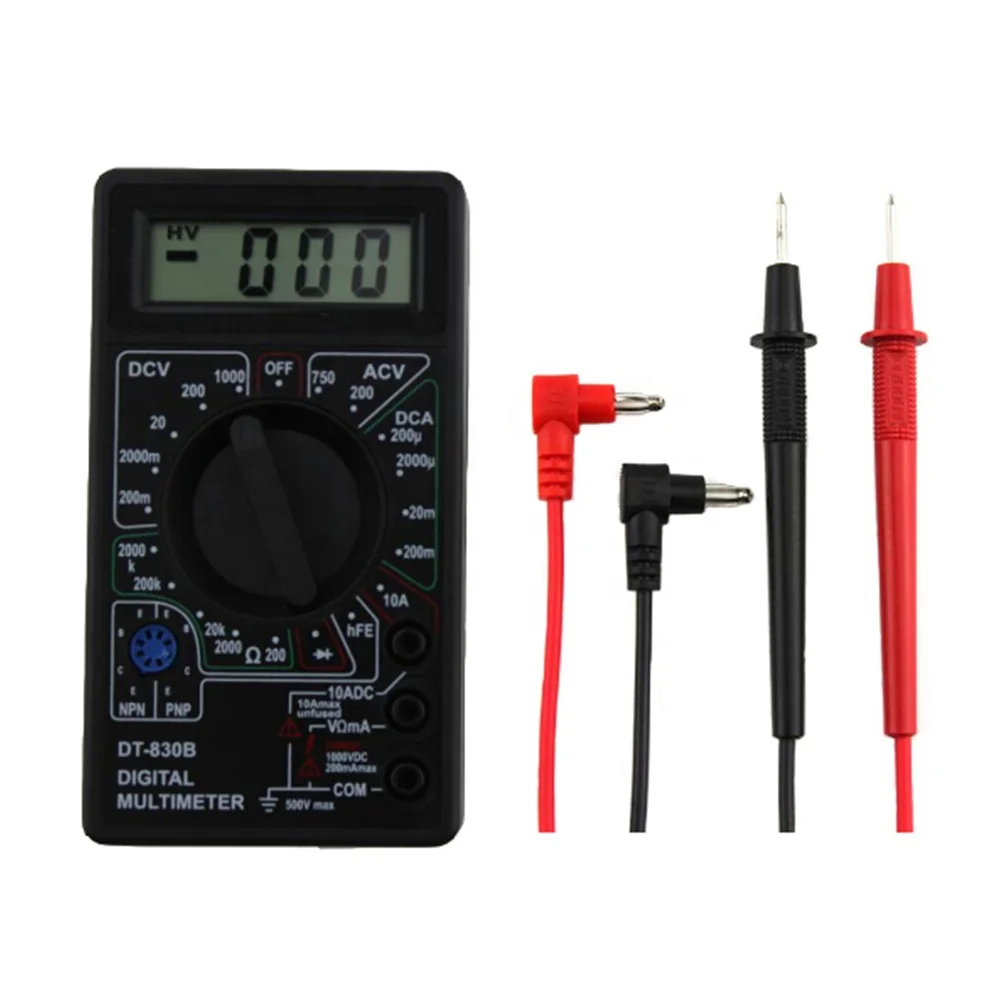DT-830B Многофункциональный цифровой мультиметр с ЖК-дисплеем Цифровой Вольтметр Амперметр Емкость Ом выводами тестер