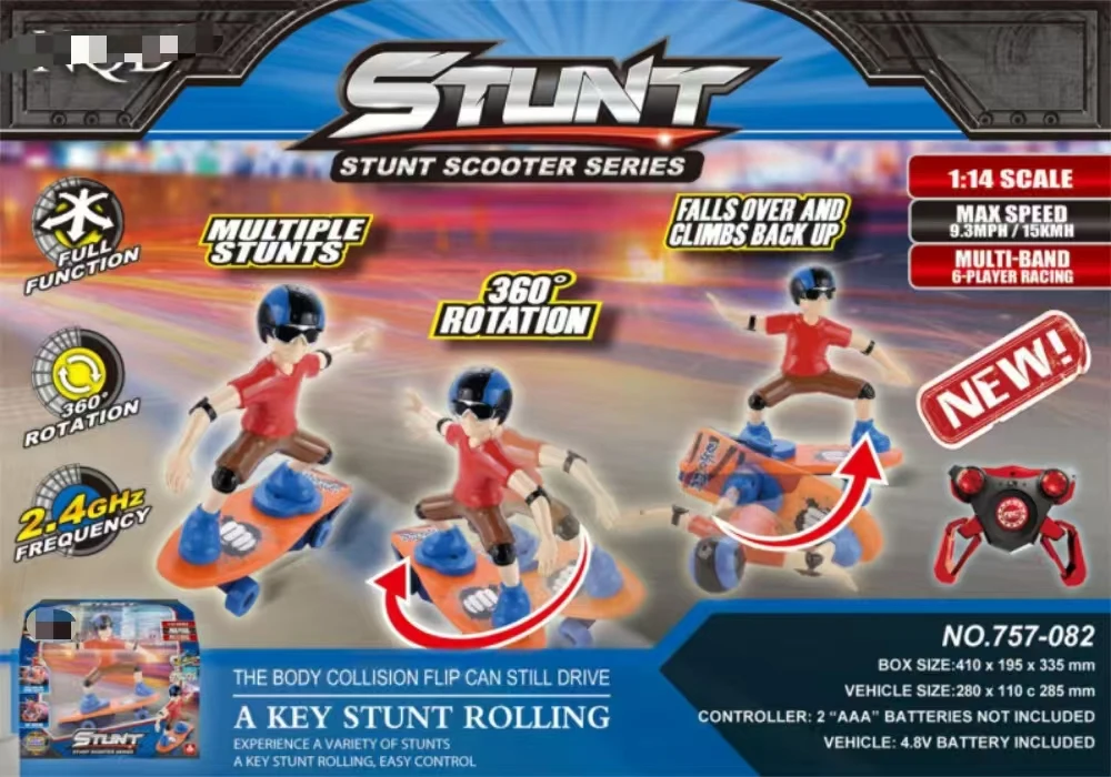 2025 New Design 1/14 2.4g Remote Control Stunt Skateboard Car 360 Degree Rotation Toys Stunt Electric Skateboard Scooter