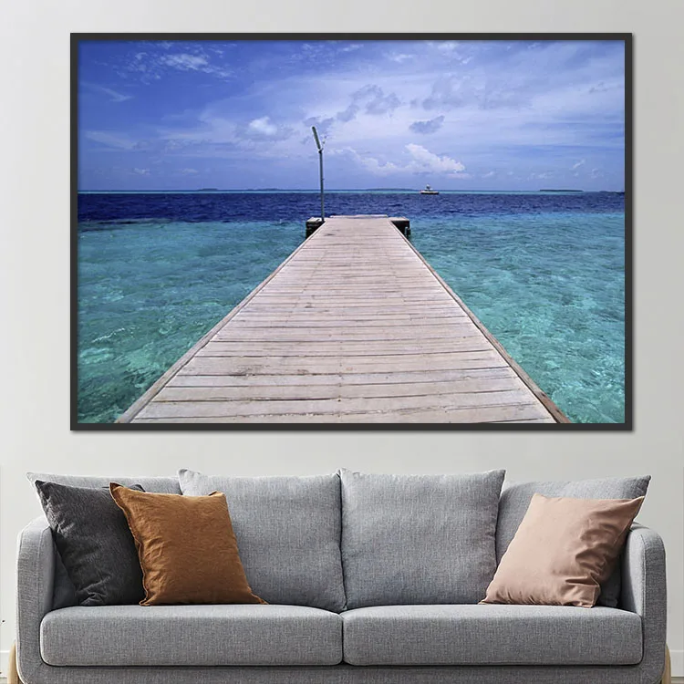 Seascape Canvas Painting Wall Art Blue Sea Beach Seaside Scenery Artwork Cuadros Decorativos For Home Decoration