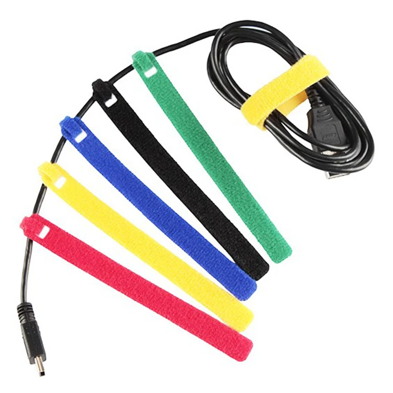 Reusable Black Nylon Hook And Loop Bcak To Back Cable Fastener Strap Tie