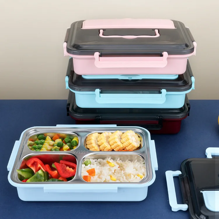 304 stainless steel lunch box student creative compartment lunch box student office worker can heat lunch box tableware