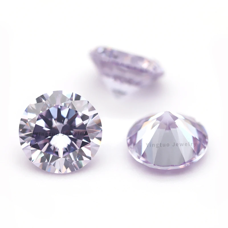 Round Diamond Cut Lavender Loose Cubic Zirconia 5A CZ Gemstone Zircon Dubai Stones Cubic Zirconia