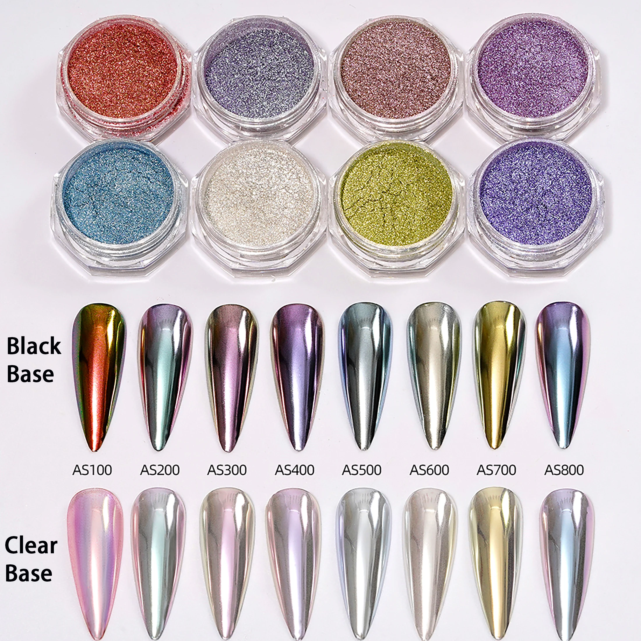 New Mirror Aurora Powder 8 Colors Chrome Nail Powder Silky Loser Mirror Nail Powder Material Pigment